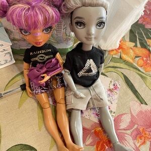 Rainbow and Shadow Dolls Set - Purple and Gray